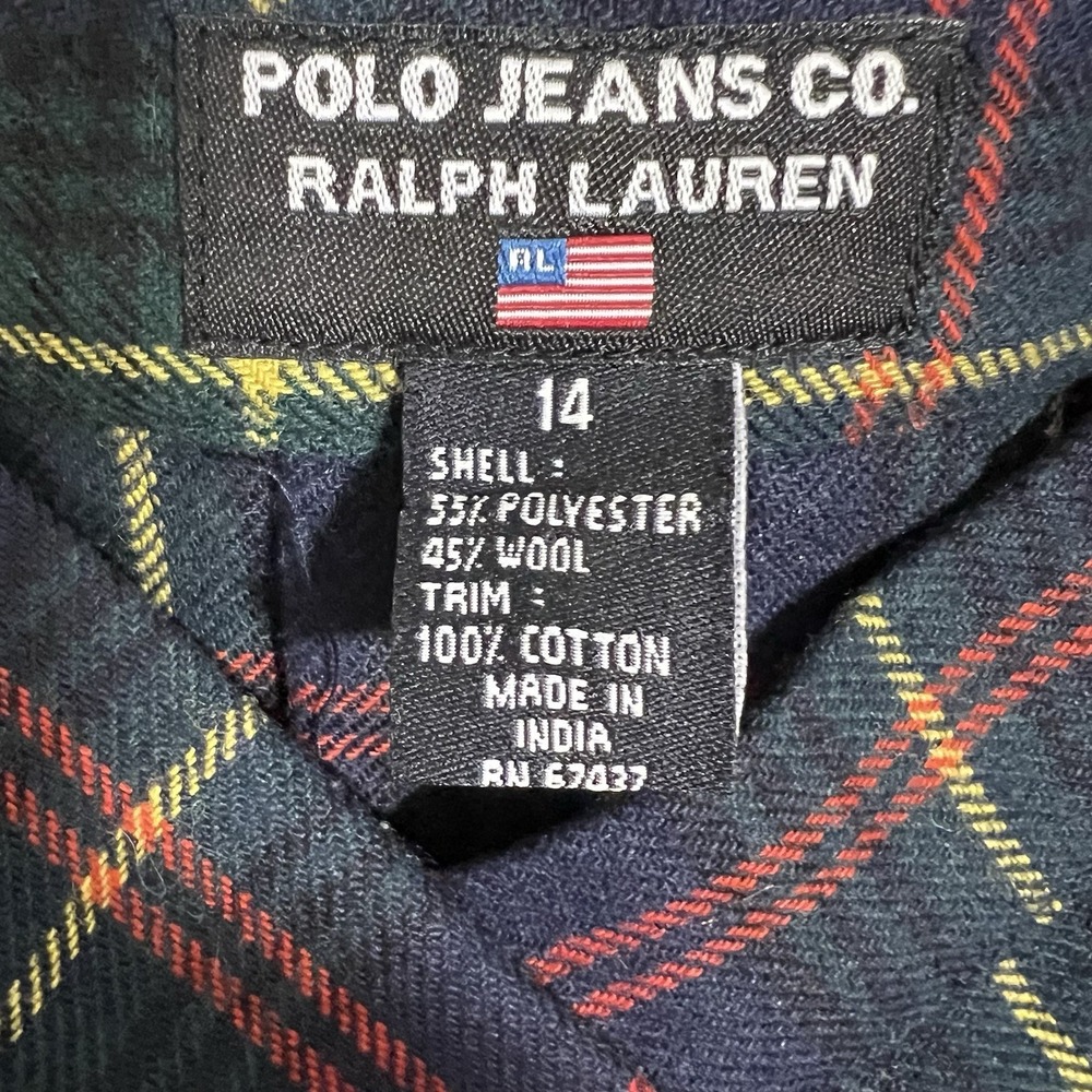 Polo Ralph‎ Lauren Plaid Wool Blend Wrap Skirt Size 14 Dark Academia Preppy EUC - Picture 6 of 6
